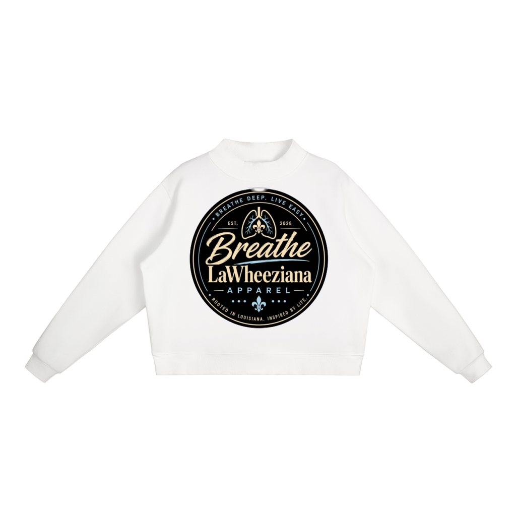 LaWheeziana Essential Fleece Mock-Neck Crew Sweatshirt