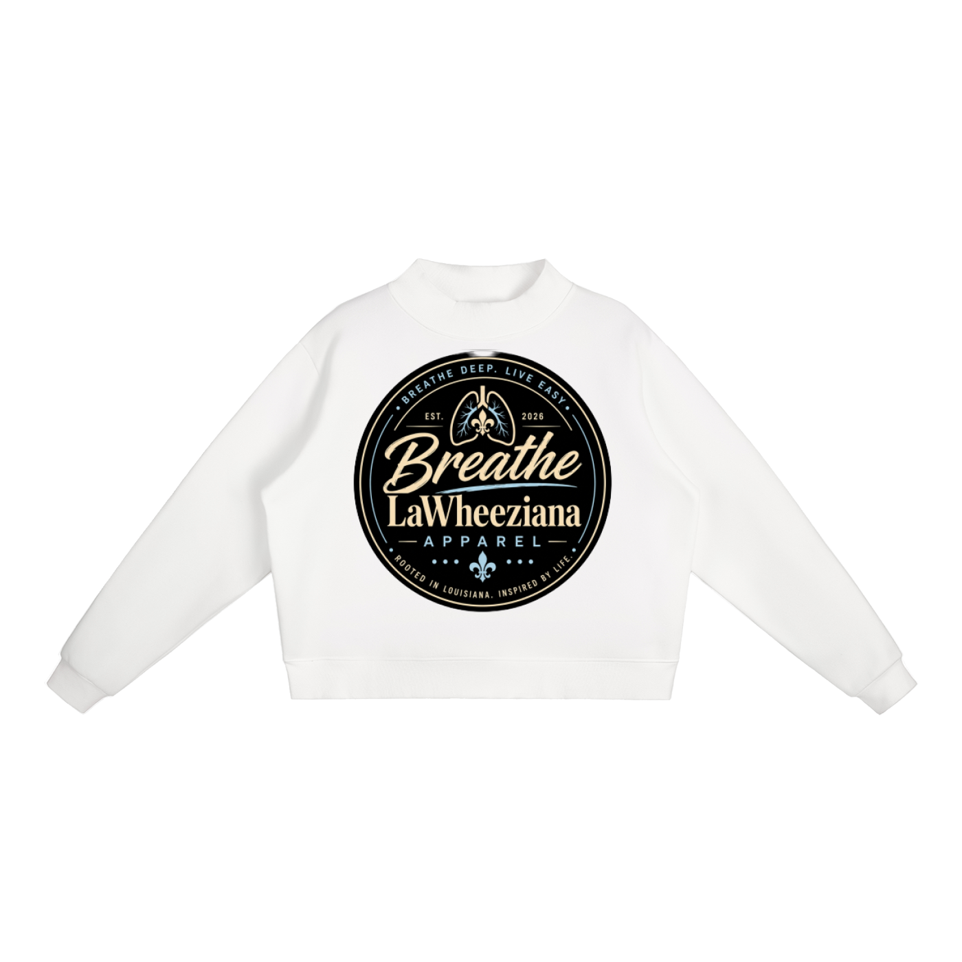 LaWheeziana Essential Fleece Mock-Neck Crew Sweatshirt