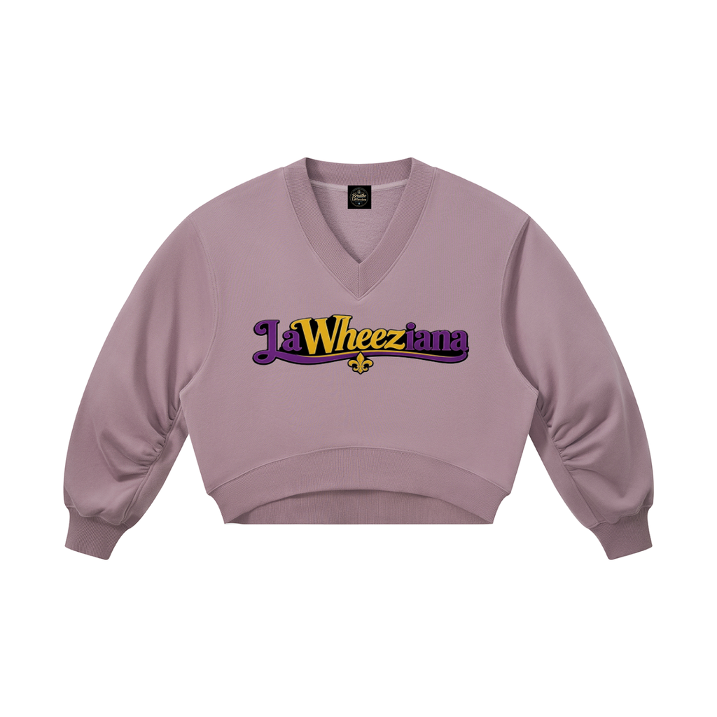 LaWheeziana Women’s Crop V-Neck Sweatshirt