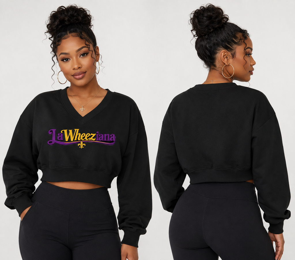 LaWheeziana Women’s Crop V-Neck Sweatshirt